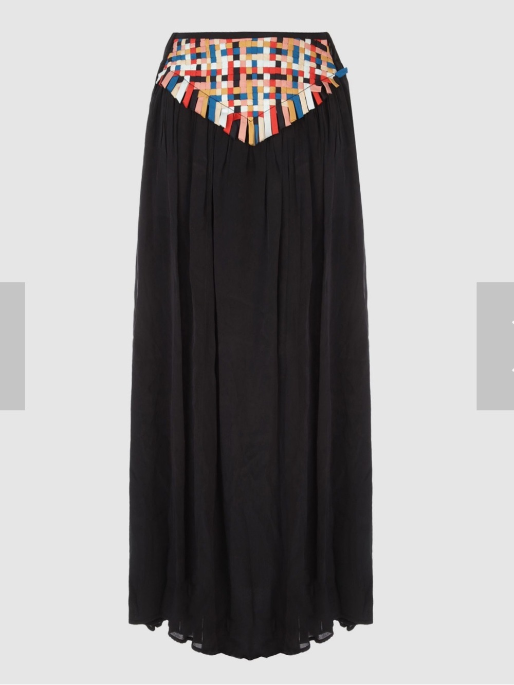 FORTE FORTE L'intreccio Black Skirt Multicolor Woven Waistband $680 Sz I / S